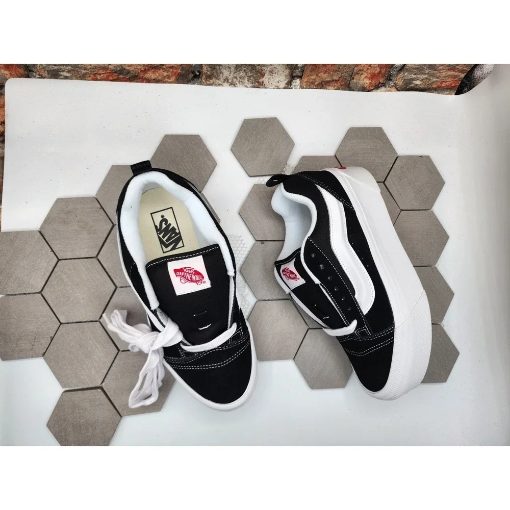 VANS Knu Stack Platform Lift Shoes Black White Platform Shoes Women Sz 7
